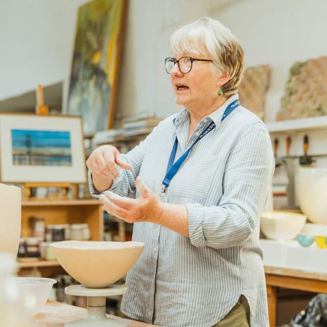 Business owner of the Morten Gallery in Bridlington offering hands on experience to customers.