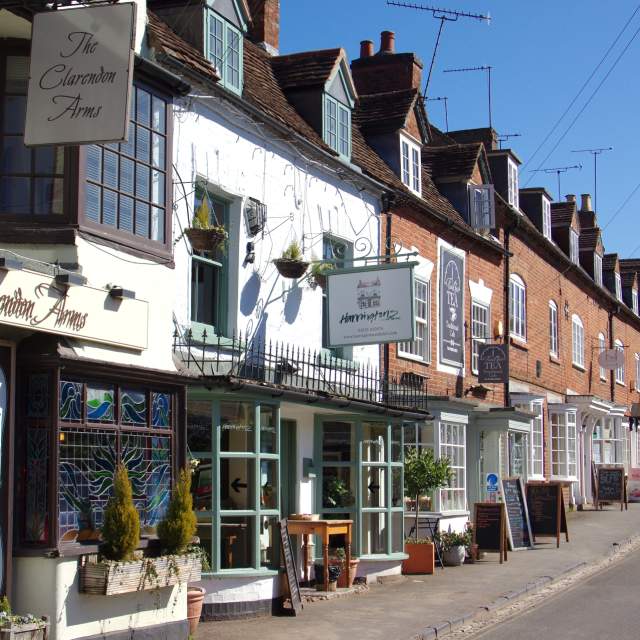 A row of shop on Castle Hill in Kenilworth, Warwickshire