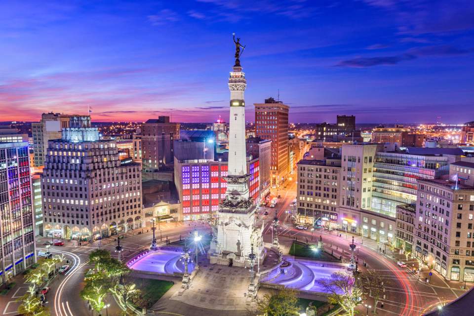 Monument Circle In The Heart of Indianapolis.