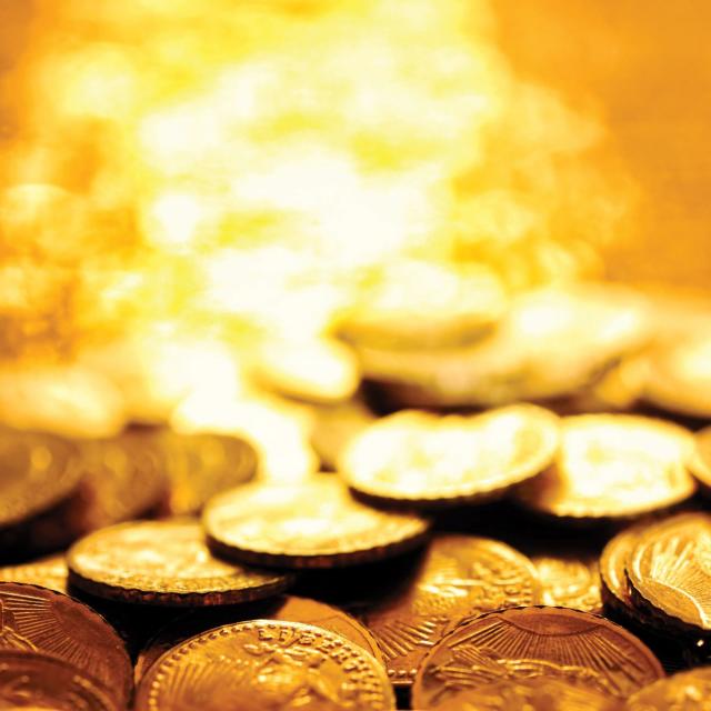 A background of silver coins