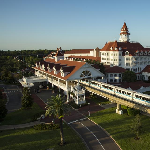 Disney’s Grand Floridian Resort & Spa exterior and monorail