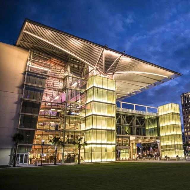 Dr. Phillips Center for the Performing Arts exterior and South Street
