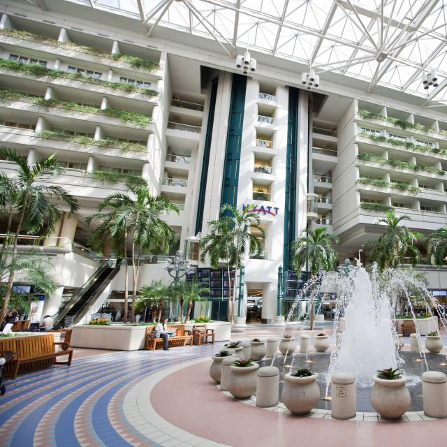 Orlando International Airport atrium outside of the airport Hyatt hotel