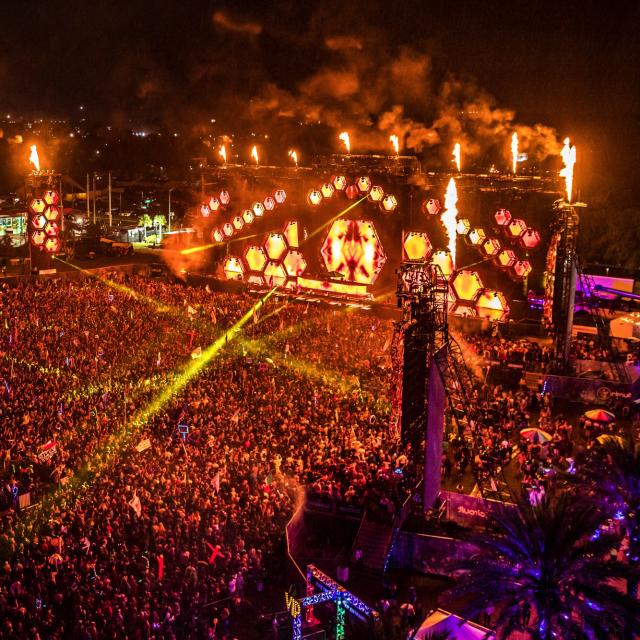 Electric Daisy Carnival crowd at night