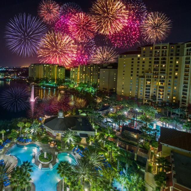 Wyndham Grand Orlando Resort Bonnet Creek fireworks at night