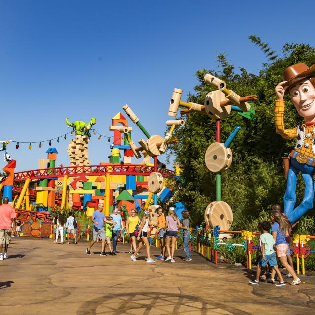 Guests at Disney’s Hollywood Studios can go to infinity and beyond in Toy Story Land. The immersive 11-acre land takes guests into the adventurous outdoors of Andy's backyard, where they will feel like they are the size of Green Army Men surrounded by other toys. Guests can whoosh along on the family-friendly roller coaster, Slinky Dog Dash, take a spin aboard Alien Swirling Saucers and try for the high score on Toy Story Mania! (Matt Stroshane, photographer)