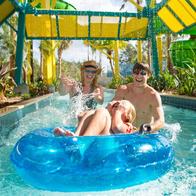 The Grove Resort family in lazy river