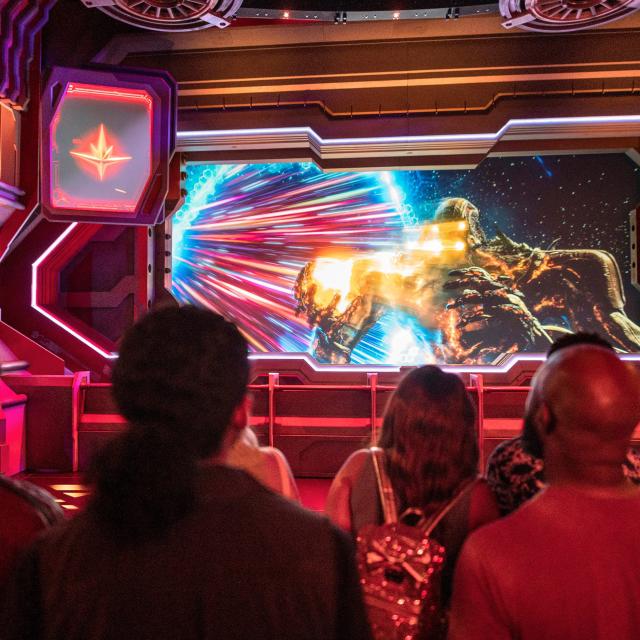 Eson, a Celestial, appears in Guardians of the Galaxy: Cosmic Rewind, the new family-thrill coaster attraction inside EPCOT at Walt Disney World Resort in Lake Buena Vista, Fla. (Kent Phillips, photographer)