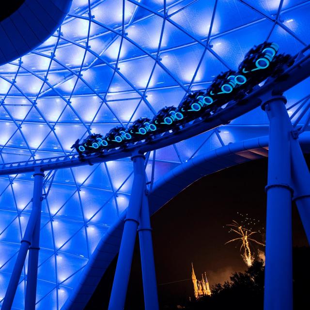 Tron Lightcycle Power Run ride at Walt Disney World's Magic Kingdom theme park