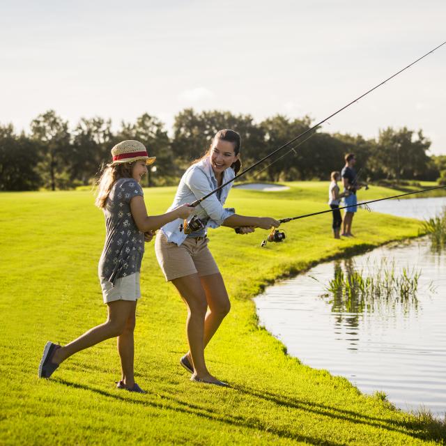 Family fishing at JW Marriott Orlando, Grande Lakes