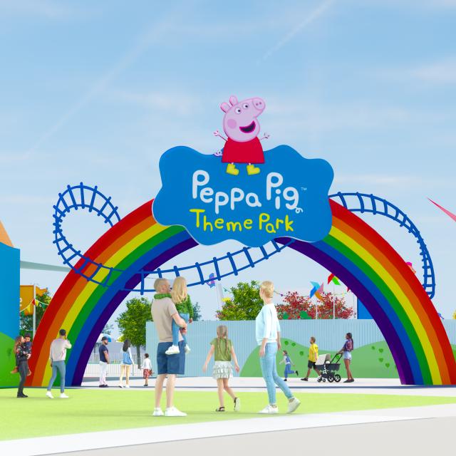 Peppa Pig Theme Park Florida front gate rendering