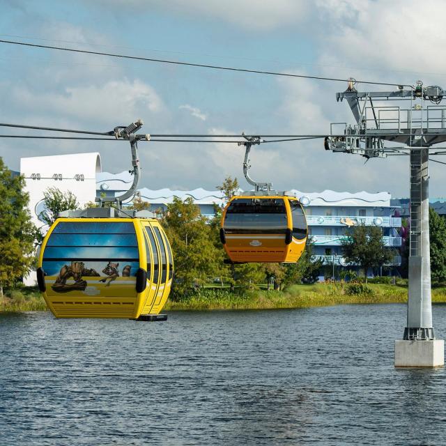 Disney Skyliner will begin carrying guests high above Walt Disney World Resort in Lake Buena Vista, Fla., on Sept. 29, 2019. The state-of-the-art transportation system will feature custom cabins that glide through the air, conveniently transporting guests between Disney’s Hollywood Studios and Epcot to four resort hotels – Disney’s Art of Animation Resort, Disney’s Caribbean Beach Resort, Disney’s Pop Century Resort and the new Disney’s Riviera Resort, scheduled to open in December 2019.