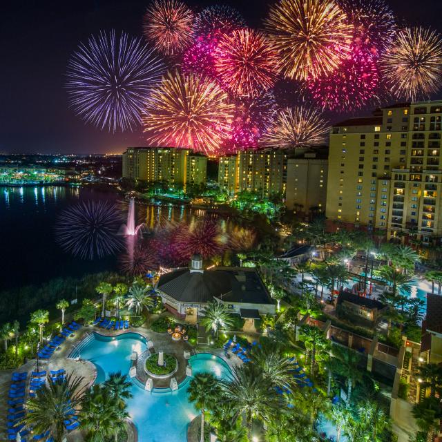 Wyndham Grand Orlando Resort Bonnet Creek fireworks at night