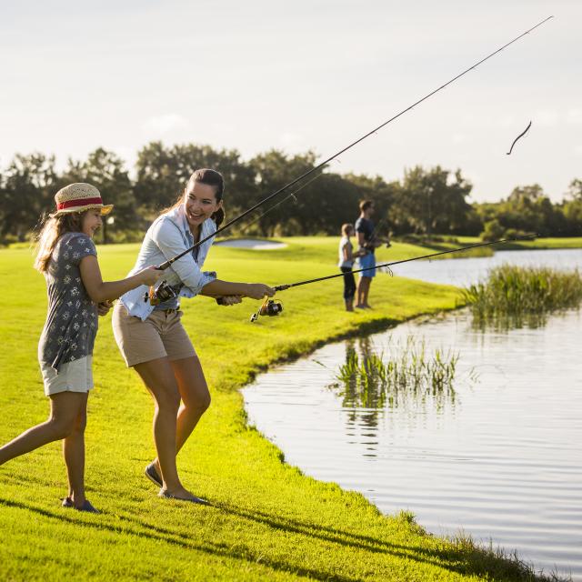 Family fishing at JW Marriott Orlando, Grande Lakes