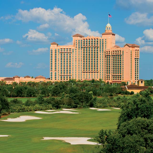 JW Marriott Orlando, Grande Lakes hotel exterior and golf course