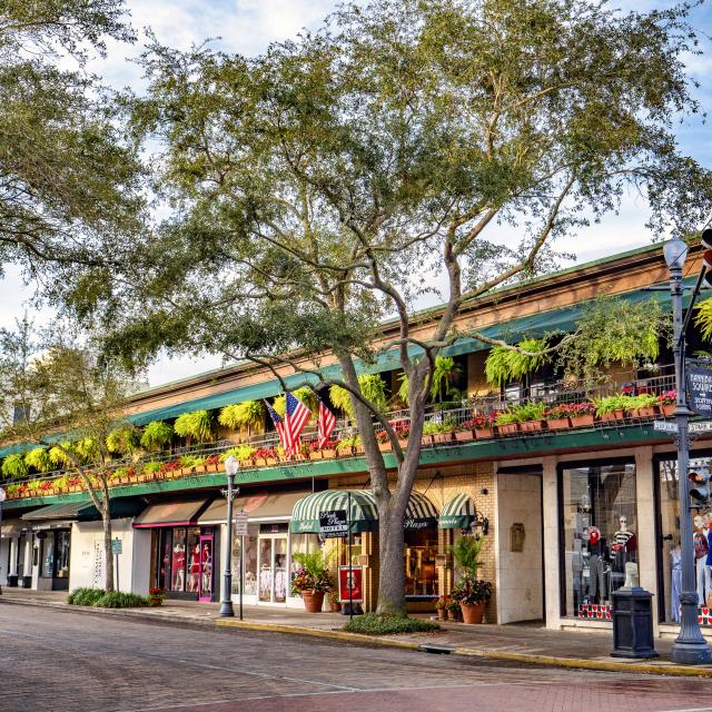 Storefronts along Park Avenue in Winter Park