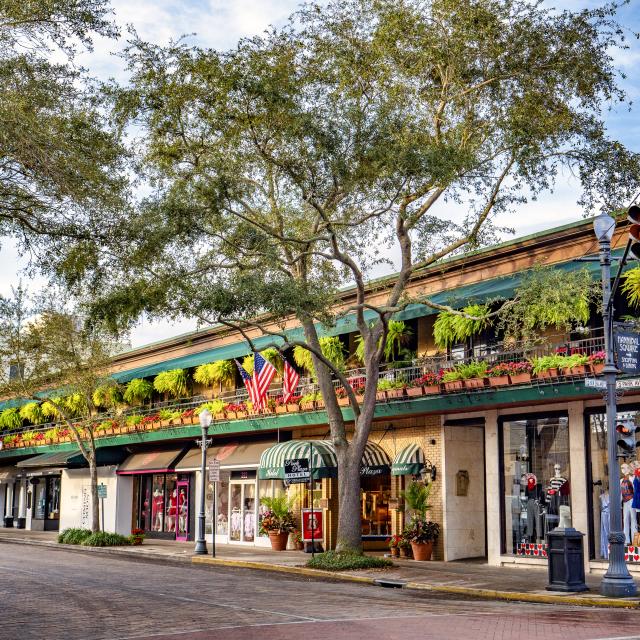 Storefronts along Park Avenue in Winter Park