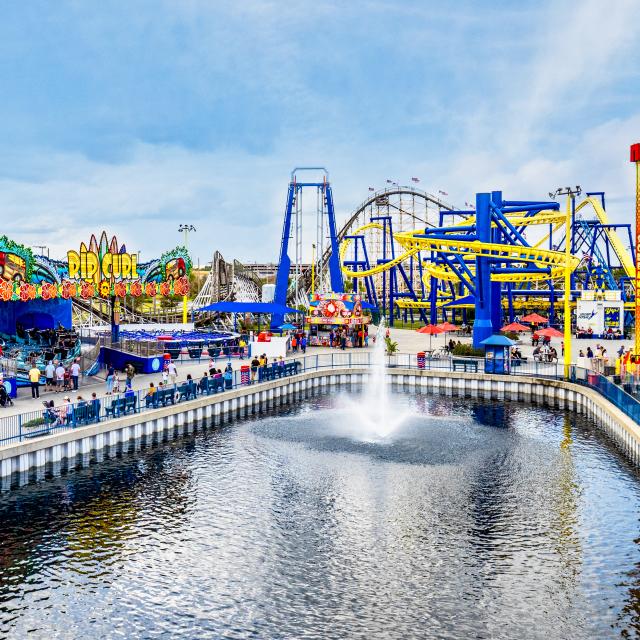 View of rides including Rip Curl at Fun Spot America Theme Parks Orlando