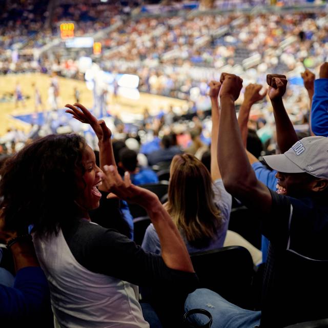 Orlando Magic fans cheer on their hometown team
