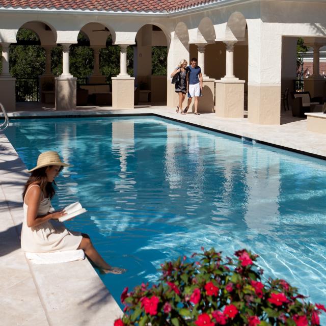 The Alfond Inn reading by pool