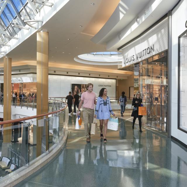 Couple shopping outside Louis Vuitton