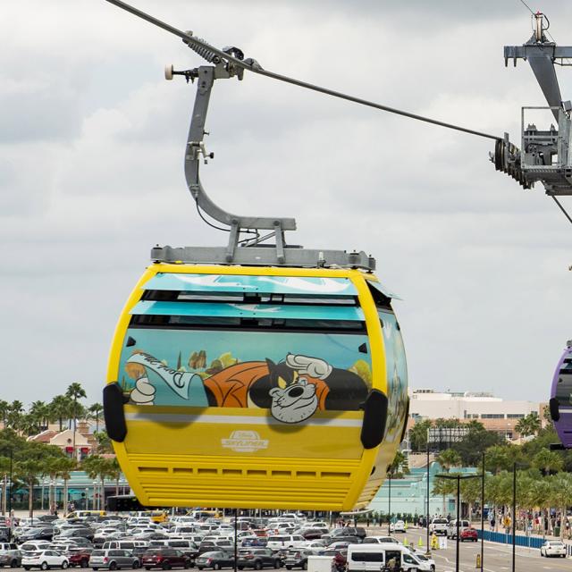 Disney Skyliner will begin carrying guests high above Walt Disney World Resort in Lake Buena Vista, Fla., on Sept. 29, 2019. The state-of-the-art transportation system will feature custom cabins that glide through the air, conveniently transporting guests between Disney’s Hollywood Studios and Epcot to four resort hotels – Disney’s Art of Animation Resort, Disney’s Caribbean Beach Resort, Disney’s Pop Century Resort and the new Disney’s Riviera Resort, scheduled to open in December 2019.