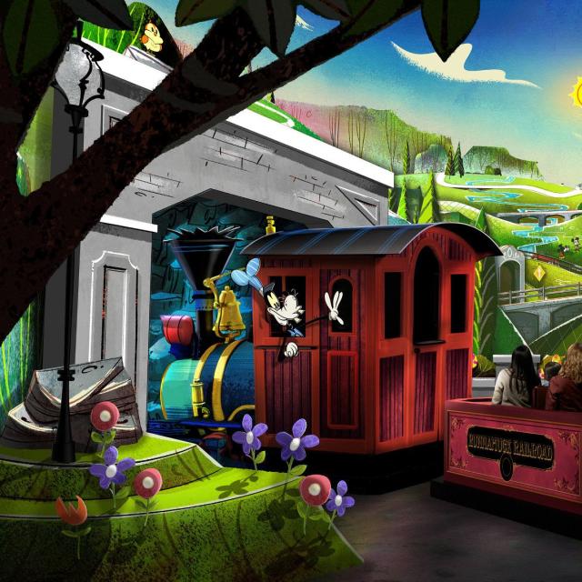 At Mickey & Minnie’s Runaway Railway in Disney’s Hollywood Studios guests will burst through movie screen and join Mickey Mouse, Minnie Mouse and pals on a wacky adventure. The first ride-through attraction themed to Mickey Mouse and Minnie Mouse is planned to open in spring 2020 at Walt Disney World Resort in Lake Buena Vista, Fla. (Disney)