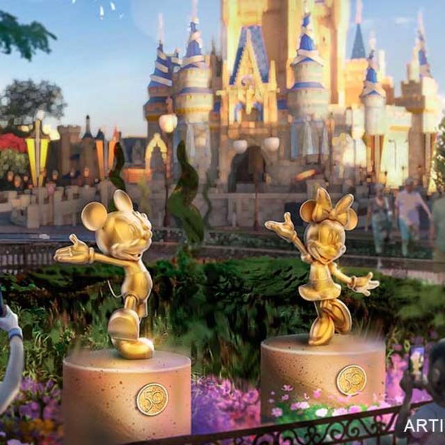 An artist rendering of the Disney Fab 50 Character Collection during The World’s Most Magical Celebration at Magic Kingdom Park