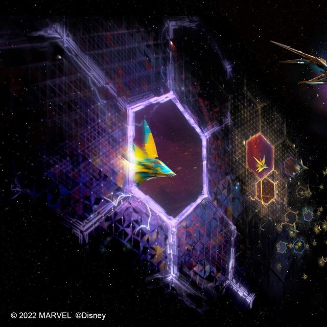 The Nova Corps armada arrives to help save Earth in Guardians of the Galaxy: Cosmic Rewind, the new family-thrill coaster attraction opening May 27, 2022, in EPCOT at Walt Disney World Resort in Lake Buena Vista, Fla. (MARVEL/Disney)