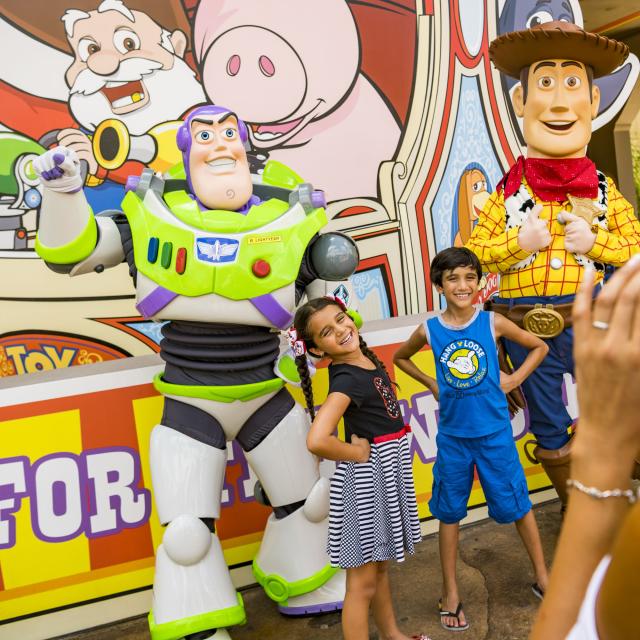 Buzz Lightyear and Woody at Toy Story Land at Disney’s Hollywood Studios.
