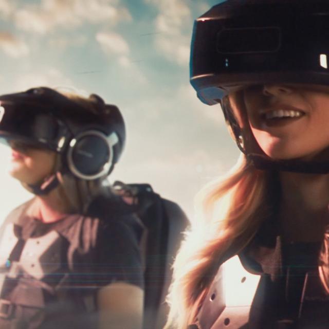 Two players at The VOID at Disney Springs