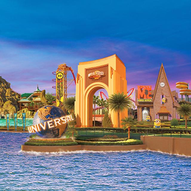 Panoramic rendering of Universal Orlando Resort parks.