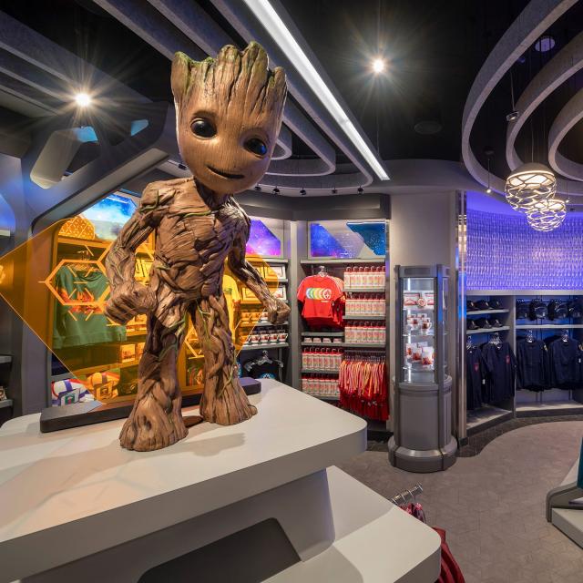 EPCOT guests can search for cosmic apparel, accessories, toys, home décor and more when they visit the Treasures of Xandar shop – operated by The Broker – at Guardians of the Galaxy: Cosmic Rewind at Walt Disney World Resort in Lake Buena Vista, Fla. (Kent Phillips, photographer)