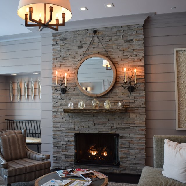 Relaxing seating area with chairs at the Lodge at Woodloch