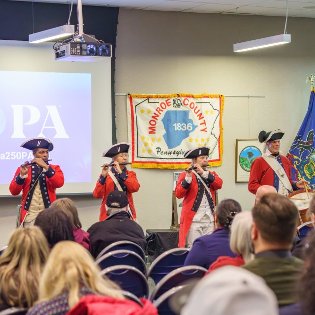 Philly Fife and Drum Company performing at Monroe County's America250PA Kick Off Event