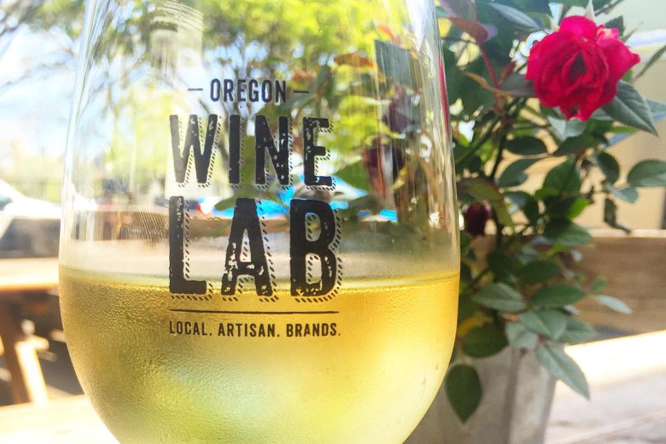 Oregon Wine LAB glass in spring