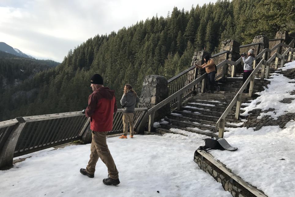 Salt Creek Falls Observation Area in Winter by Taj Morgan