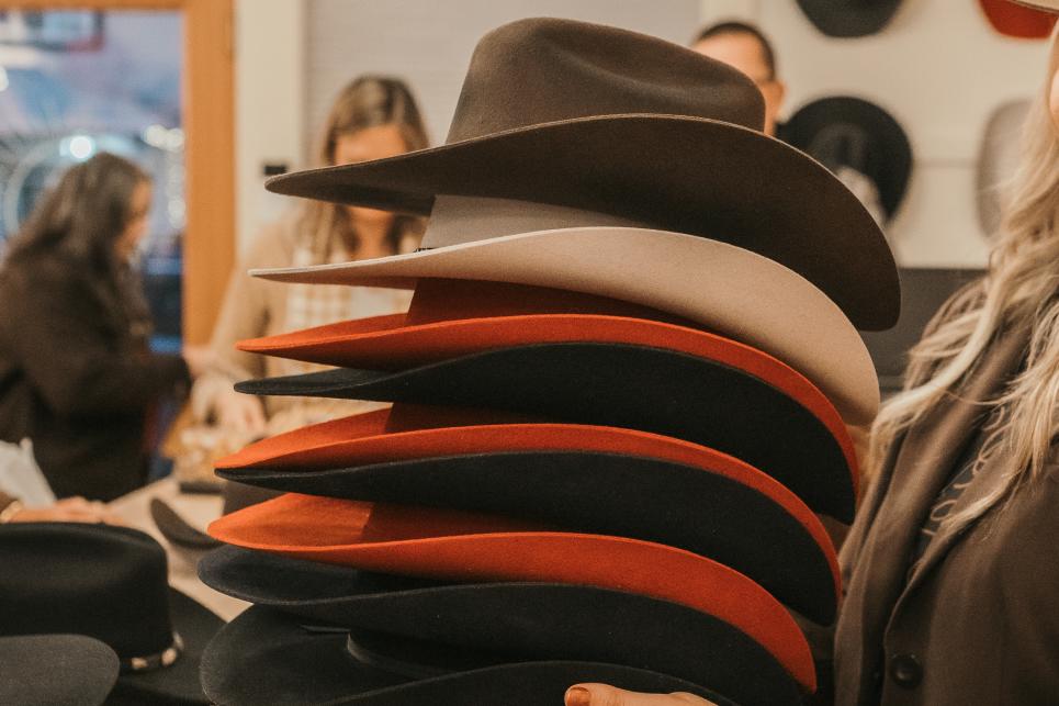 A stack of cowboy hats.