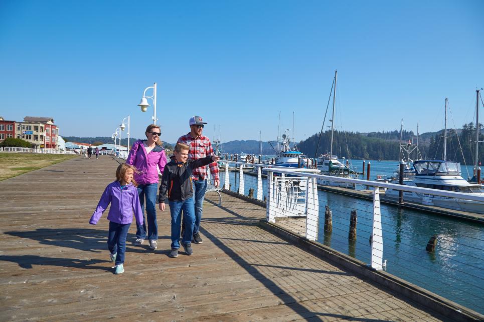 Family Enjoying Historic Old Town Florence's boardwalk.