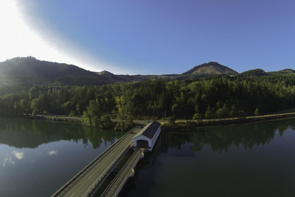 Lowell Covered Bridge at Dexter Reservoir
