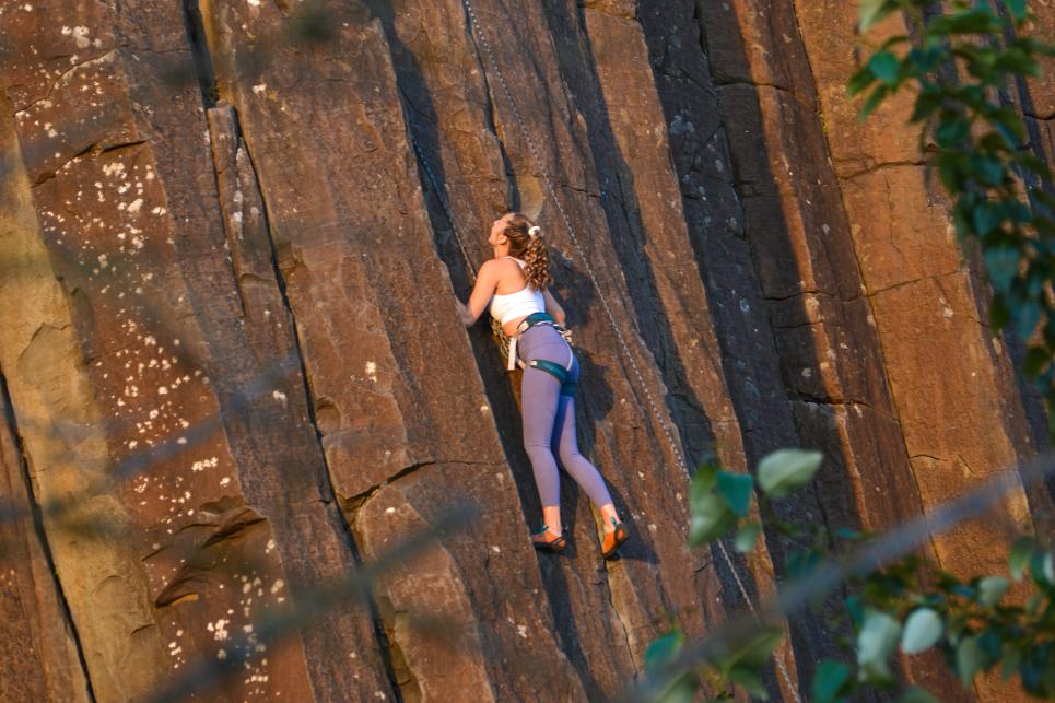 Rock Climber at Skinner Basalt Columns