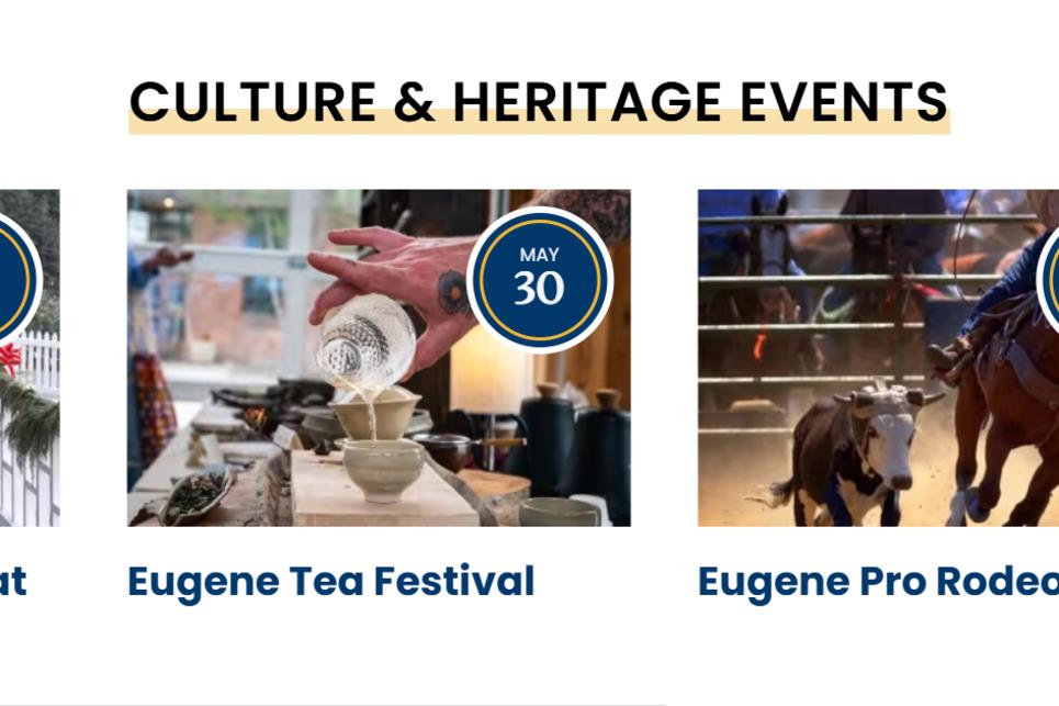 A snapshot of events under the heading cultural and heritage events.