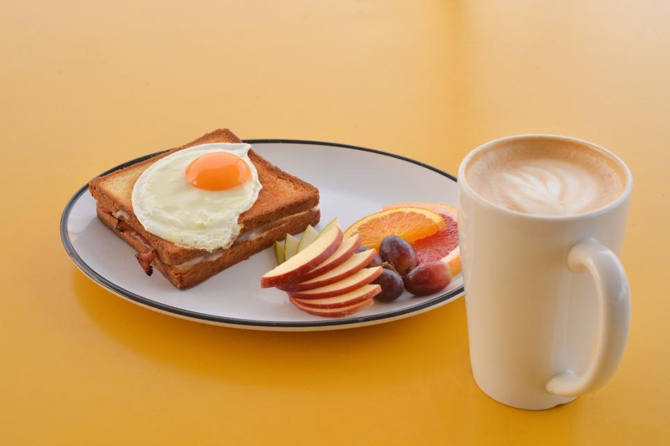 Provisions South breakfast - Croque Madame and coffee