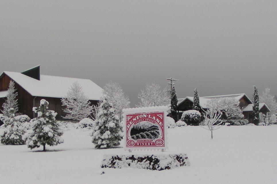 Benton-Lane Winery in Snow