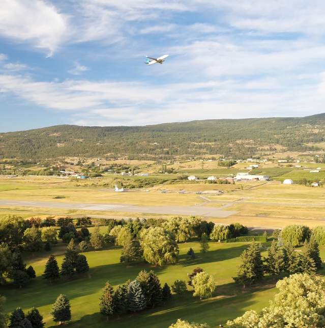 Plane taking off from Kelowna Airport