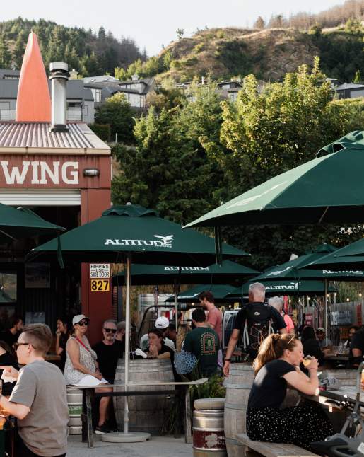 People sitting outside at Altitude Brewery