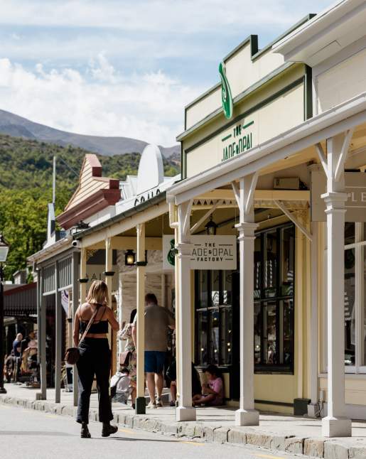 Boutique shops down the main street of Arrowtown