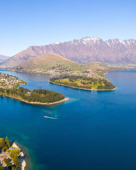 Aerial view of Queenstown in Spring
