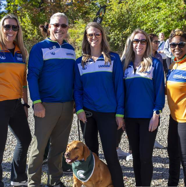 Lansing Sports Commission team: Lindsay Fast, Tom Kinder, Meghan Ziehmer, Barbara Powers, and Miranda Coleman