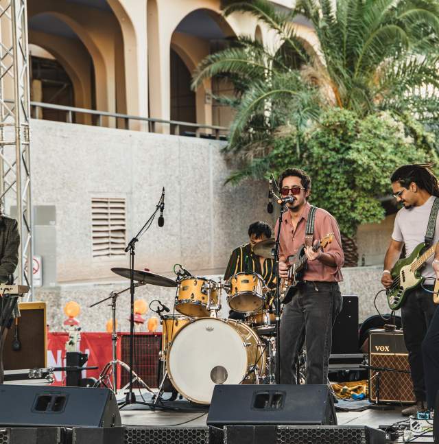 Small Band Performing at Dusk Music Festival in Downtown Tucson